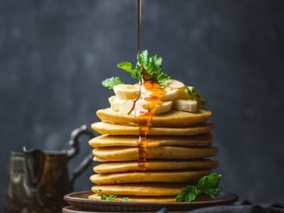 Stack of pancakes with syrup